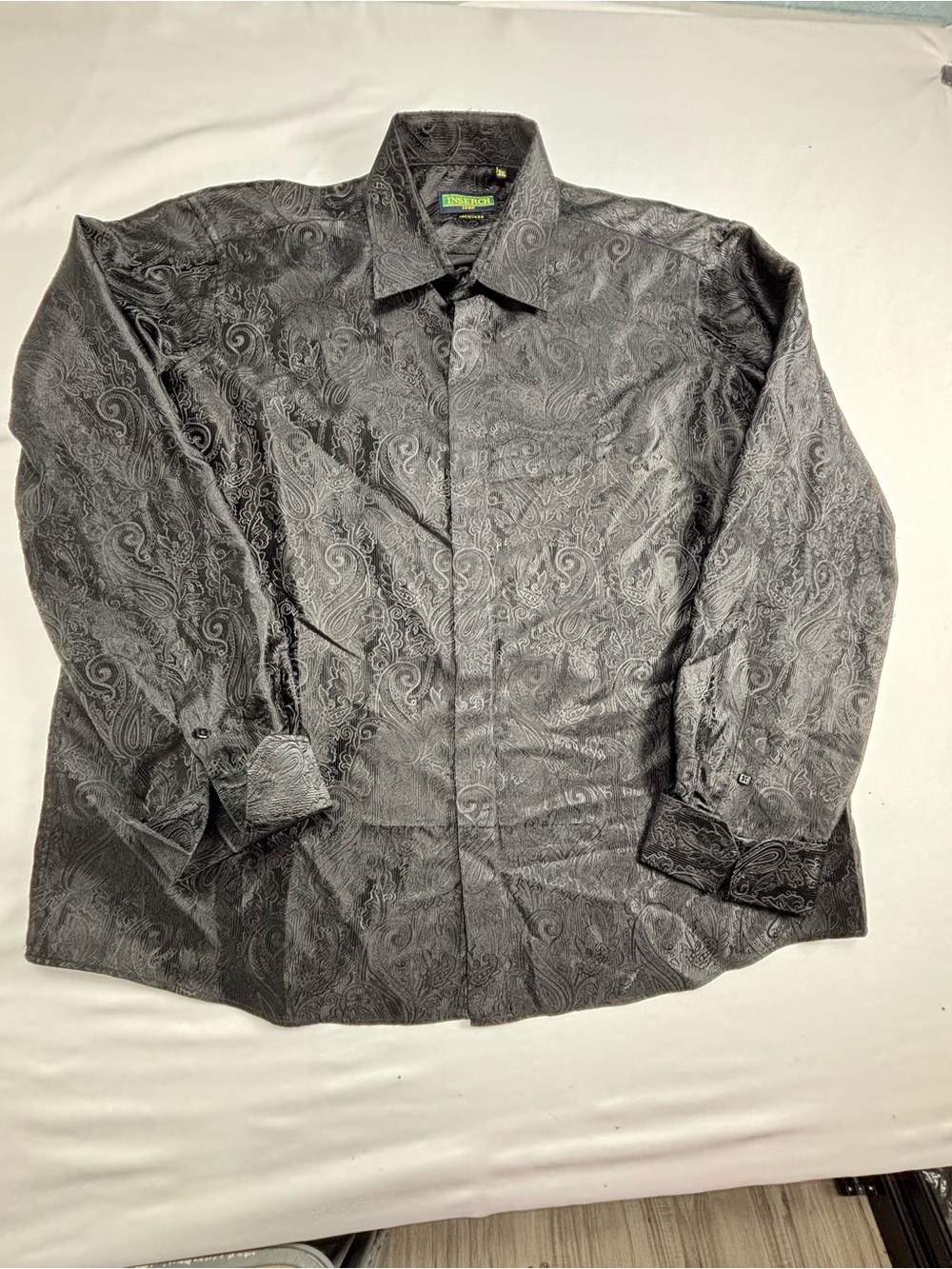 Men's Paisley Button-Up Shirt Jacket - Gray M514